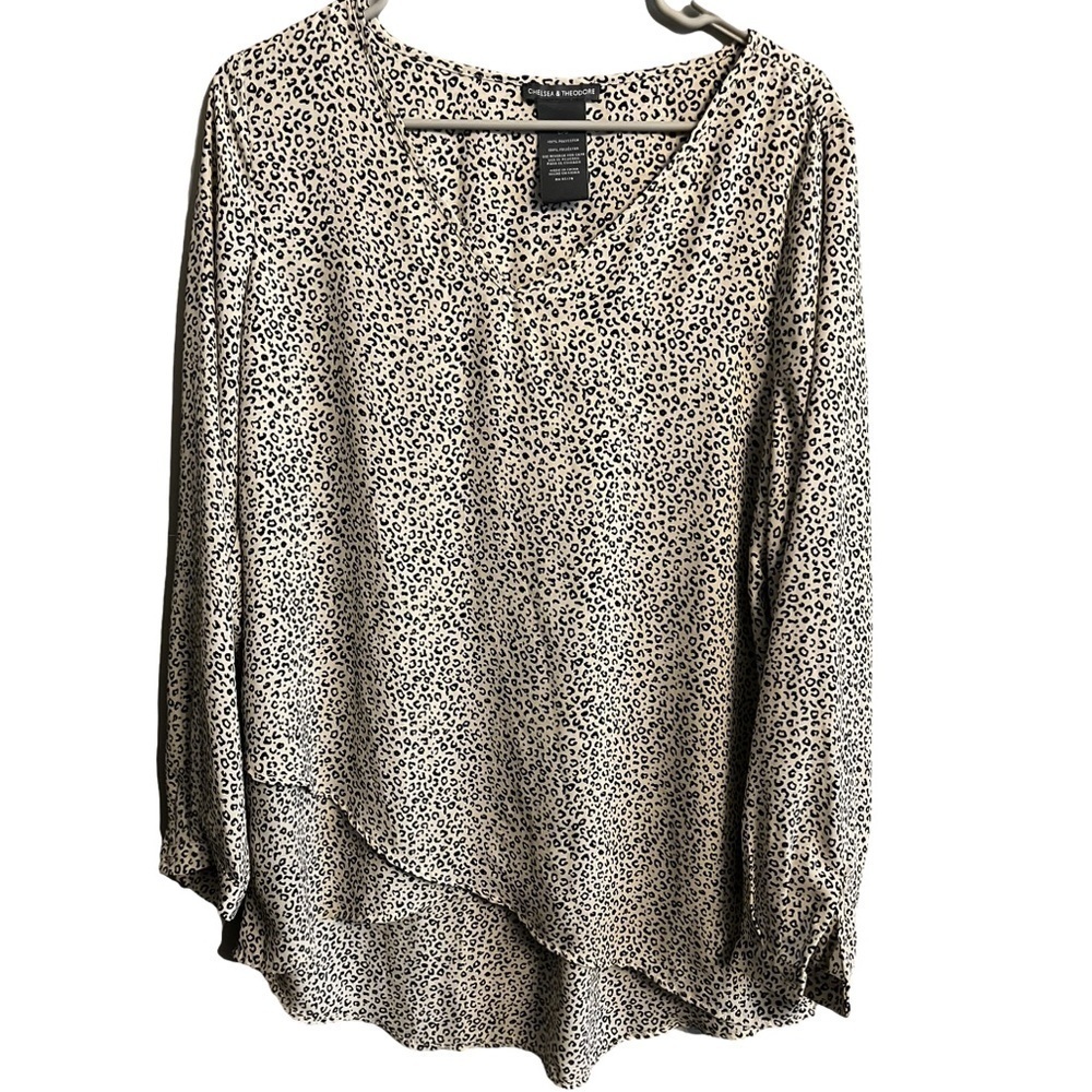 Nordstrom Chelsea & Theodore Leopard Print Blouse Large